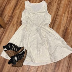 Copper Key white dress with gold sparkles